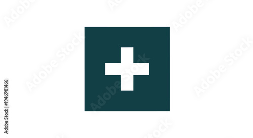 White Medical Cross Symbol on Dark Background.