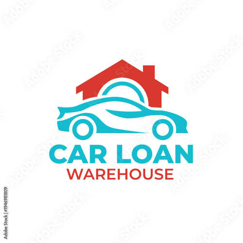 Professional car loan warehouse logo template in red and blue colors.