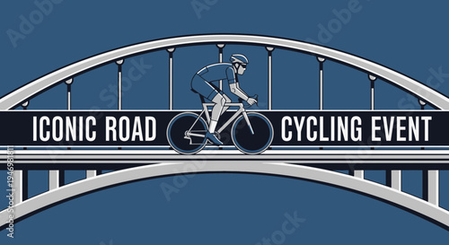 Iconic Road Cycling Event Illustration Over A Bridge For Sporting Promotion and Advertisement