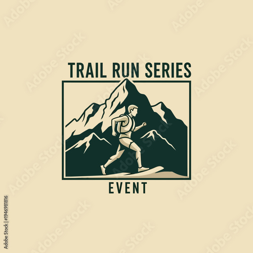 Iconic Silhouette Depicting Trail Run Series Event with Majestic Mountain Backdrop