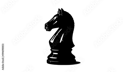 Elegant black marble knight chess piece vector illustration isolated on white background luxury strategy game symbol