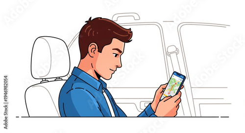 Man Using Phone While Driving.