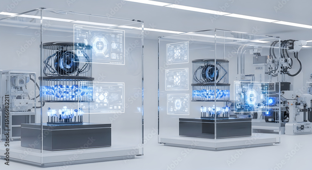 custom made wallpaper toronto digitalFuturistic laboratory with holographic displays and machinery video