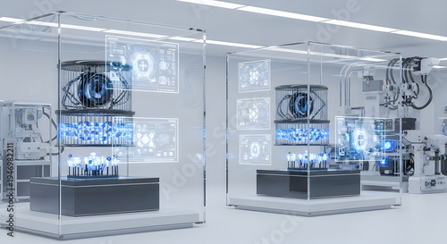 Wallpaper Mural Futuristic laboratory with holographic displays and machinery video Torontodigital.ca