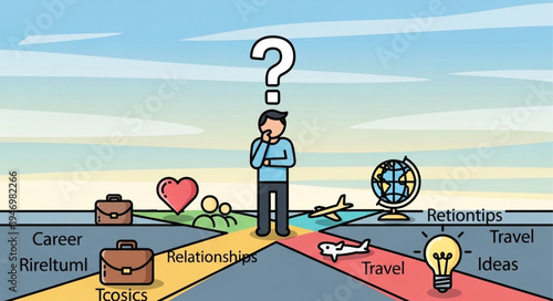 Man thinking of travel options.