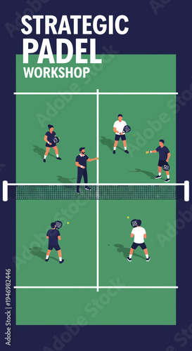 Illustrated Padle Court Depicting a Strategic Workshop Session With Active Participants