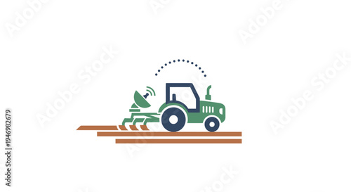 Green tractor with hay bale.