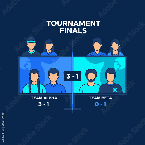 Illustrated Tournament Finals Showcasing Competitive Gaming and Team Performance on Display