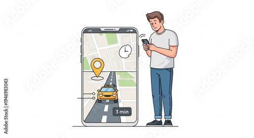 Man using navigation on smartphone.