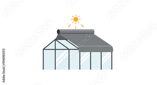 Greenhouse Structure With Glass Panels.