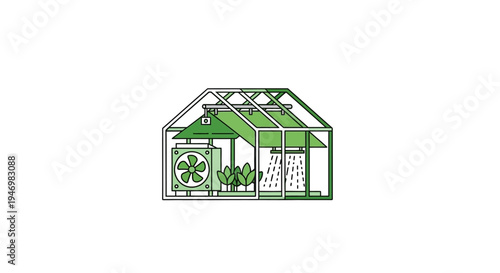 Greenhouse Structure With Plants Inside.