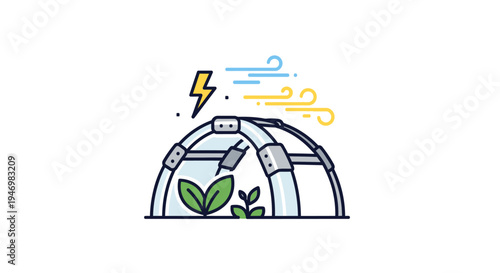 Greenhouse with plants and lightning.