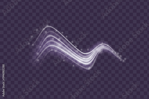 Luminous white glowing lines speed light abstract motion lines effect 