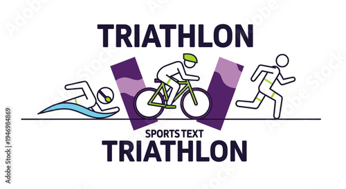 Illustrated Triathlon Depicting Swimming, Cycling, And Running, A Sport Event Symbol