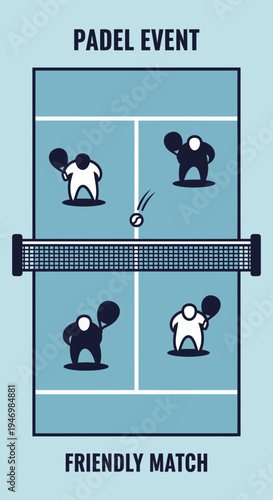 Illustrated View of a Padel Match Depicting Sportsmanship and Friendly Competition
