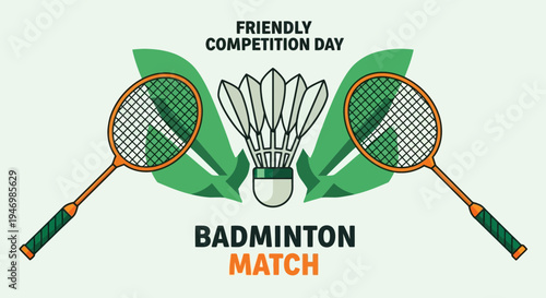 Illustration Of Badminton Sport Equipment And Friendly Competition For Recreational Events