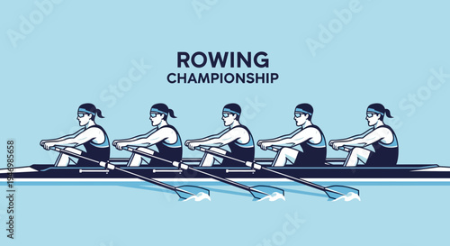 Illustration Of Rowing Championship: Depicting Strength, Teamwork, And Athleticism