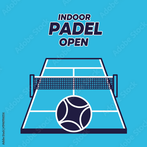 Indoor Padel Open: A Modern Illustration Depicting Court and Sporty Tournament Vibe