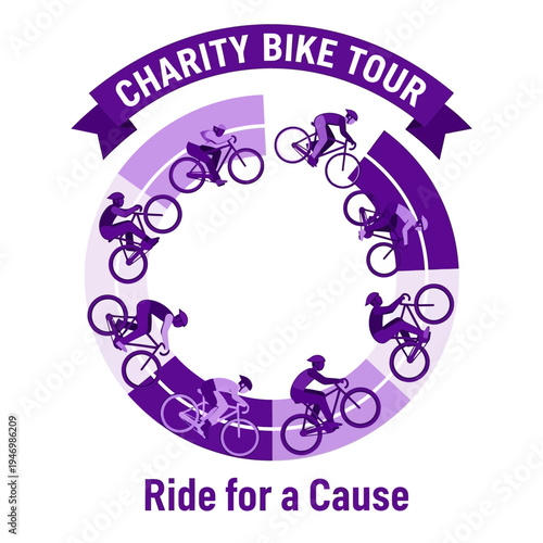 Inspiring Charity Bike Tour Graphic Representing Cycling, Community, and Philanthropic Endeavors