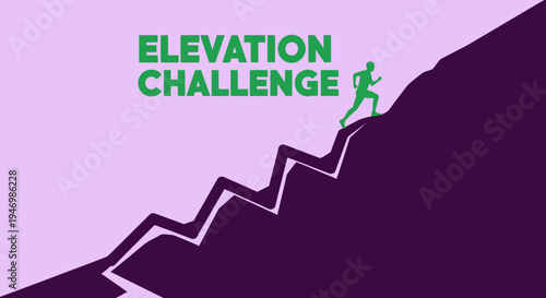 Inspiring Elevation Challenge Depicting Person Ascending a Slope in Energetic Endeavor
