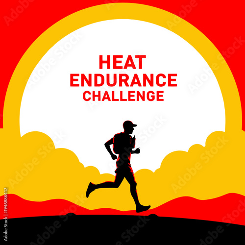 Inspiring Heat Endurance Challenge: Silhouette of a Runner Against Dynamic Background Design