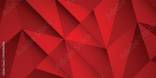 Abstract background with vibrant red low poly geometric patterns