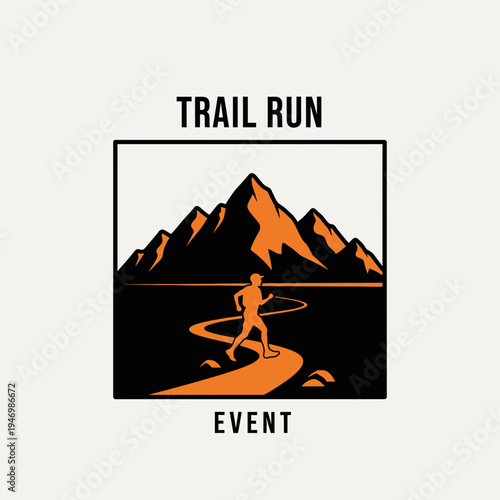 Inspiring Illustration Of A Trail Run Event Amidst Majestic Mountains And Untamed Wilderness