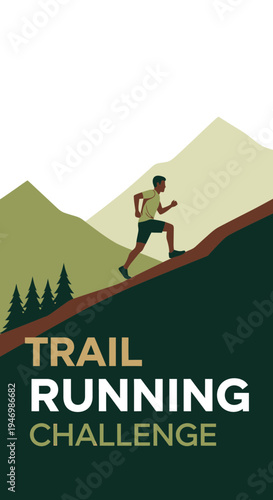 Inspiring Illustration Of A Trail Runner Ascending A Mountain Slope For Fitness And Endurance