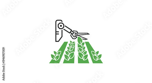 Lawn mower cutting green grass blades.