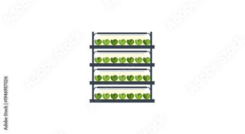 Lettuce Growing on Multi Layer Shelves.