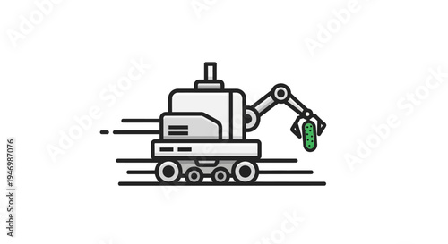 Industrial Robot Arm Machine Moving Fast.