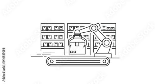 Industrial robotic arm in factory.