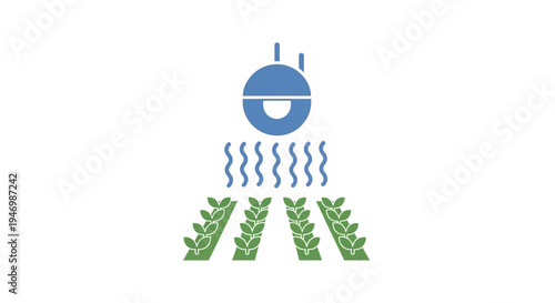 Irrigation system watering green plants.