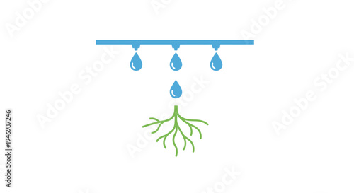 Irrigation system watering plant roots.