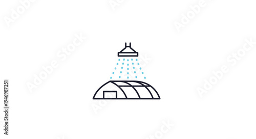 Irrigation system watering a greenhouse.