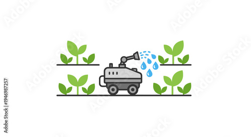 Irrigation truck watering plants slowly.