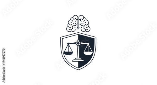 Justice scale brain shield logo symbol.