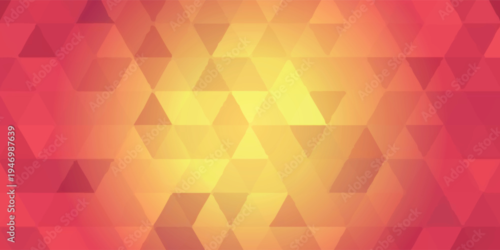 Fototapeta premium Abstract background with vibrant pink and yellow glowing triangle mosaic.