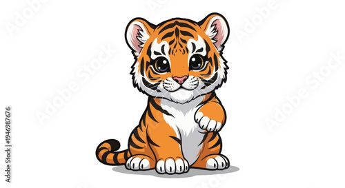vector of baby tiger on white background