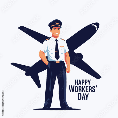 Smiling pilot in front of airplane.