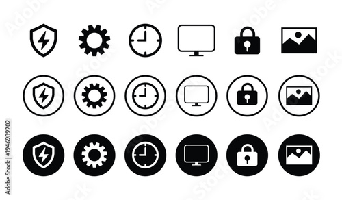 Vector flat icon set of a hand holding speech bubbles. Minimalist design representing customer support, live chat, feedback, and communication services in line, circle, and solid glyph styles.