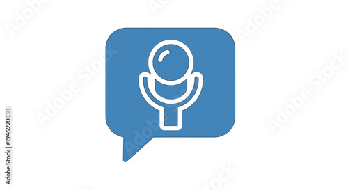Microphone icon in speech bubble.