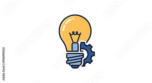 Light Bulb With Gear Innovation Concept.