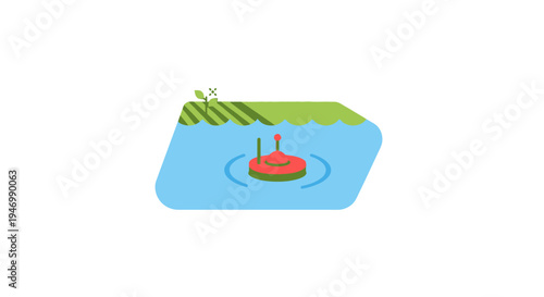 Life preserver ring floating on water.