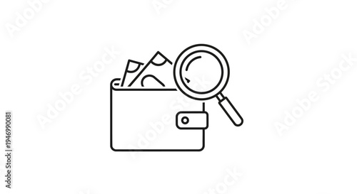 Line drawing of wallet with cash.