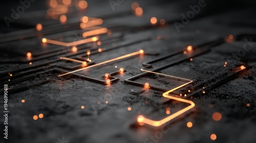 Abstract Technology Circuit Board with Glowing Lines