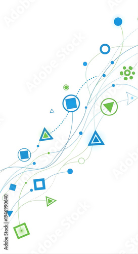 Abstract geometric shapes and lines, technology and network concept