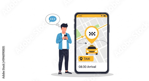 Man Using Ride Hailing App.