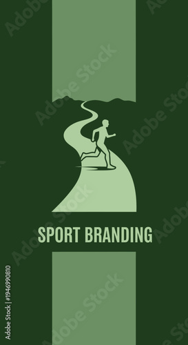 Inspiring Sport Branding Featuring a Runner on a Winding Path Towards a Distant Horizon