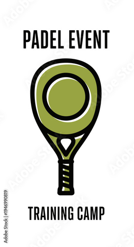 Inspiring Padel Event Logo Design With Training Camp Text And Green Color Illustration